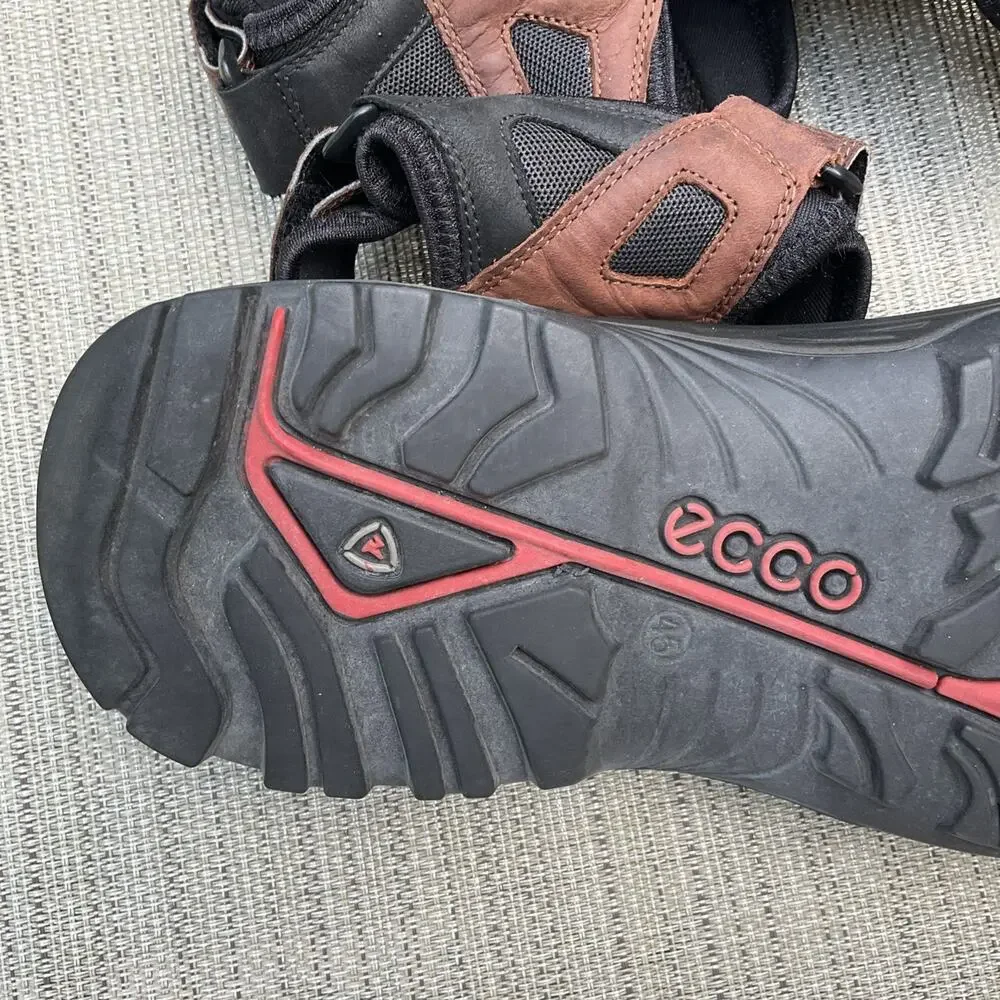 ECCO preceptor Mens Size 11 Outdoor Sandals Brown Leather Adjustable Hiking EU45